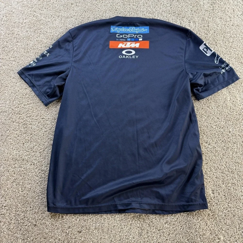 KTM Troy Lee Designs GoPro Shirt Mens L Blue Motocross Racing Team Tee
